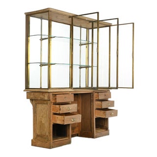 Chocolate Glazed Wood and Brass Cabinet For Sale