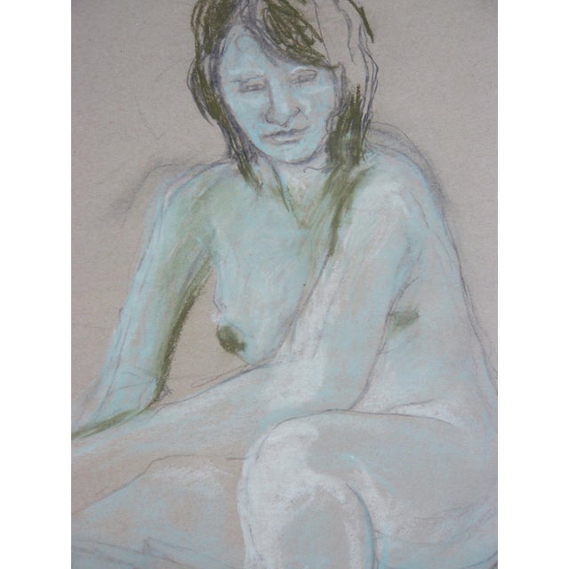 2020s Martha Holden "Woman in Blue" Pastel Drawing For Sale - Image 5 of 6
