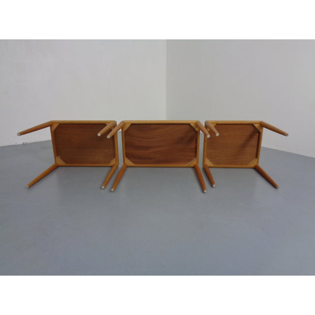 Wood Danish Oak Nesting Tables by H.W. Klein for Bramin, 1960s, Set of 3 For Sale - Image 7 of 18