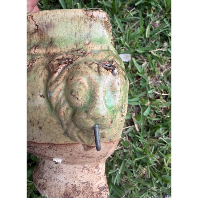 Vintage Handcrafted Lion Head Wall Planter With Decorative Ring Handles For Sale - Image 4 of 12
