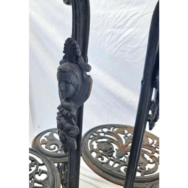 Black Antique Victorian-Style Cast Iron Tiered Garden Plant Stand For Sale - Image 8 of 11