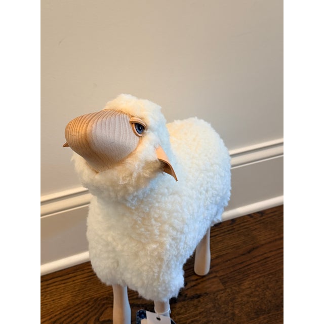 Meier Germany Lalanne-Style Sheep Sculpture in Wood and Wool For Sale - Image 9 of 9