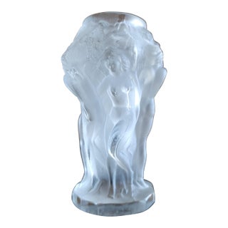 1930s Art Deco Bacchantes Frosted Vase Signed For Sale