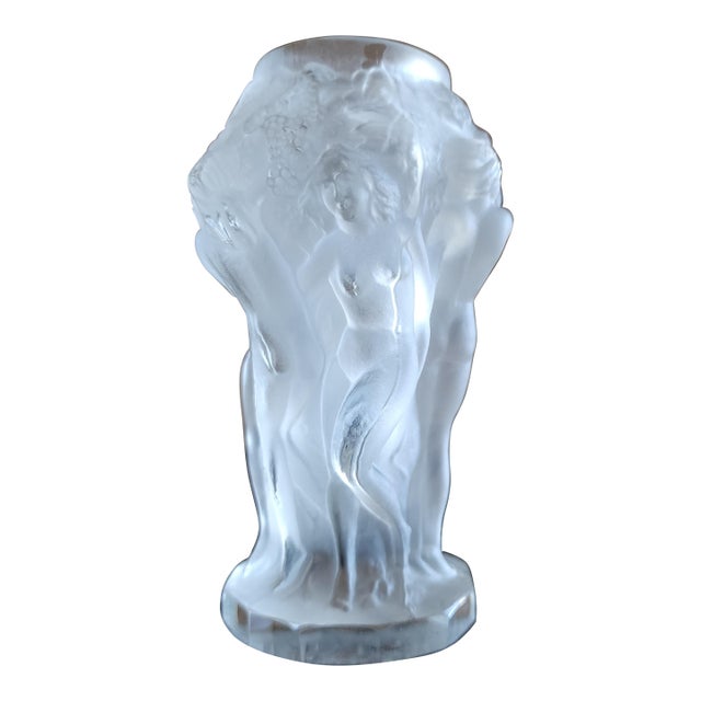 1930s Art Deco Bacchantes Frosted Vase Signed For Sale