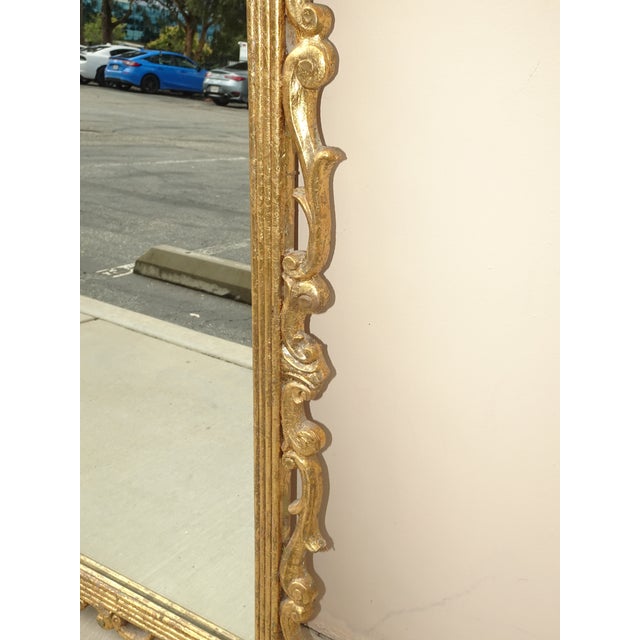 41" High Antique French Provincial Gold Gilt Wall Mantle Mirror W Scrolls For Sale - Image 10 of 12