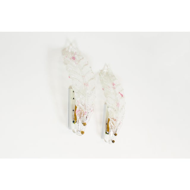 Pink Italian Foglio Wall Lamps in Murano Glass, 1980s, Set of 2 For Sale - Image 8 of 8