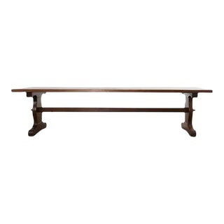 Country Italian Provincial Oak Farmhouse Trestle Dining Table For Sale