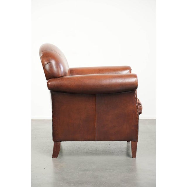 Vintage Sheepskin Armchair with Decorative Studs For Sale - Image 3 of 15
