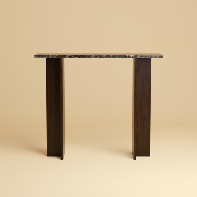 Not Yet Made - Made To Order Emperador Dark Marble and Smoked Oak Console Table by Lebanto For Sale - Image 5 of 5