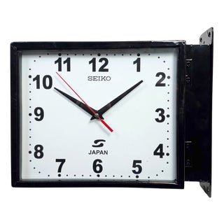 Vintage Black Maritime Double-Sided Wall Clock from Seiko, 1970s For Sale