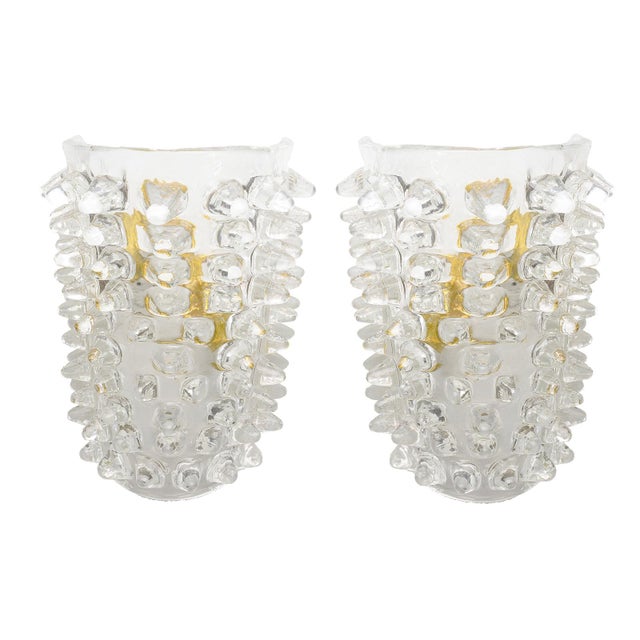Contemporary Murano Glass Sconces in the Manner of Barovier Toso. Set of 2. Please note these sconces are made to order....