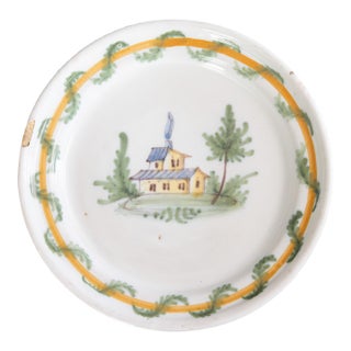Nevers 18th Century Polychrome Tin-Glazed Earthenware Faïence Country Home Plate For Sale