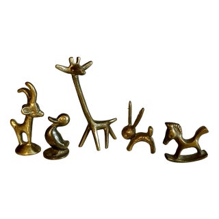 Brass Animal Figurines in the style of Walter Bosse, Austria, 1950s, Set of 5 For Sale