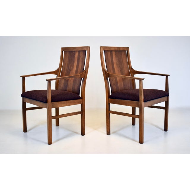 Lane Furniture 1970's Walnut Armchairs by Lane Furniture For Sale - Image 4 of 9