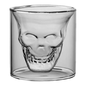 Double-Walled Glass Skull-Shaped Mug