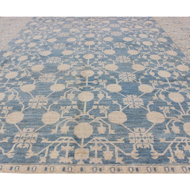 Pomegranate Design Modern Khotan Lt Blue Rug by Keivan Woven Arts 8'7 x 12'5 Large Pomegranate Design Modern Khotan Rug in...