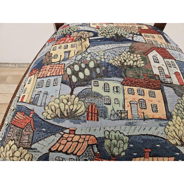 Wood Set of Art Deco Chair and Ottoman in Walnut and Patterned Fabric, 1930s For Sale - Image 7 of 18