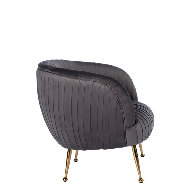 Beatrice Curved Accent Chair in Gray Chairish