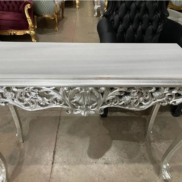 Rococo 1960s French Silver French Console Table For Sale - Image 3 of 9