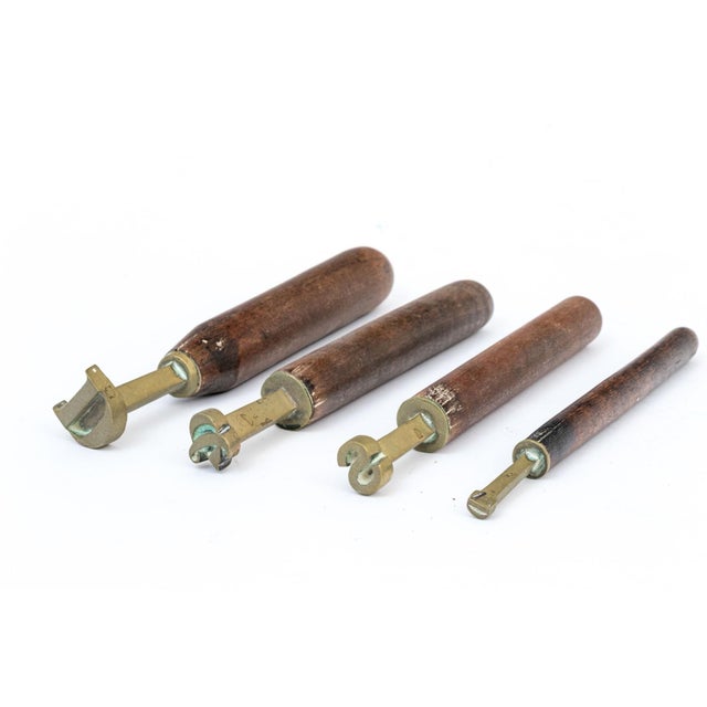 Antique 19th-Century Brass Bookbinding Hand Stamps - Set Of 4 This exceptional set of four nineteenth-century bookbinding...