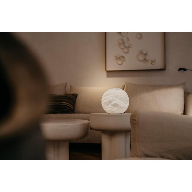 Large Wireless Moon Table Lamp by United Alabaster For Sale - Image 15 of 18