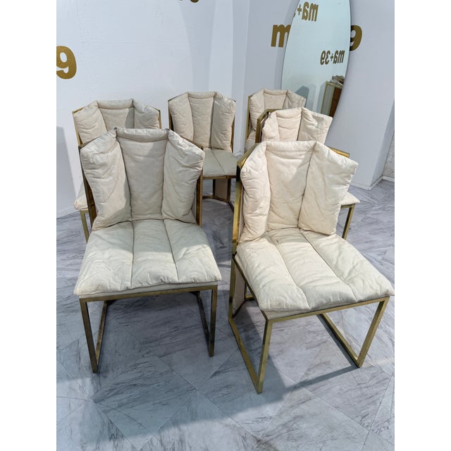 Brass Set of Six Marzio Cecchi Brass and Rattan Dining Chairs, Italy, 1970s For Sale - Image 8 of 12