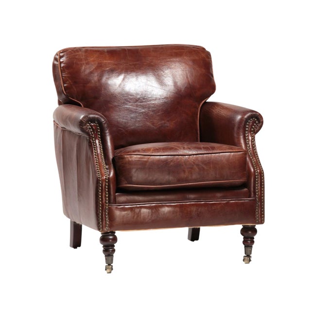 Brown Leather Club Chair Chairish