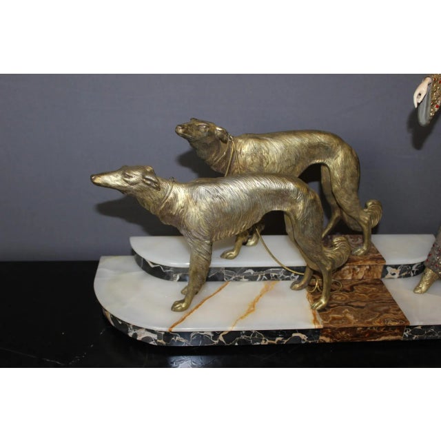 Georges Gori, Woman with Greyhounds, 1925, Faux Chryséléphantine For Sale - Image 4 of 18