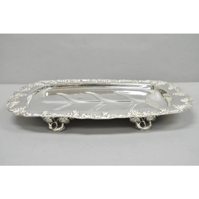 Antique English Victorian Silver Plated Grapevine Repousse Meat Cutlery Serving Platter Tray marked Benedict. Circa Early...