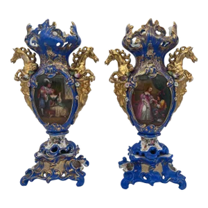 Pair of Mid 19th Century Old Paris Vases