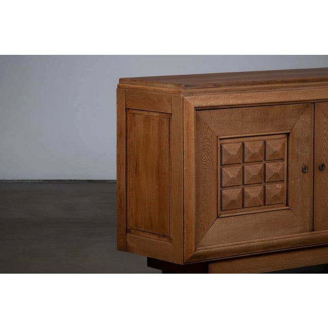 Brutalist Sideboard in Oak attributed to Dudouyt, France, 1940s For Sale - Image 4 of 6