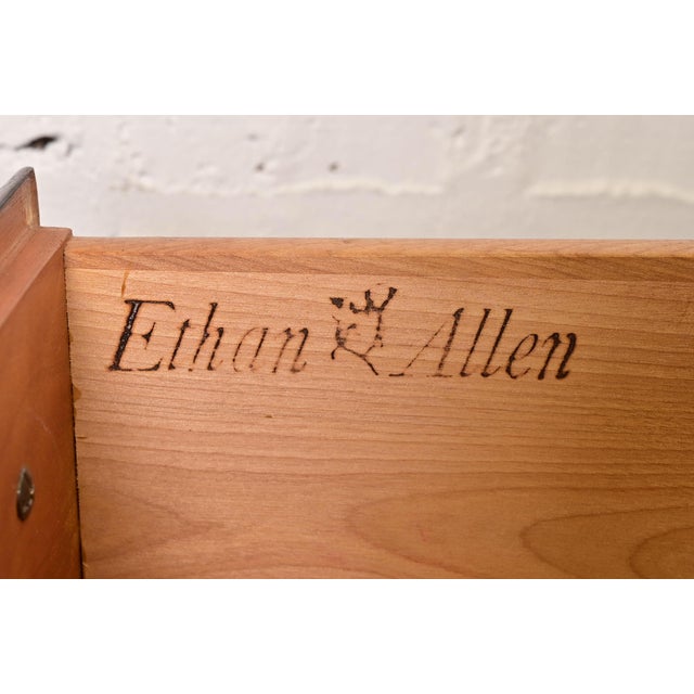 Brown Ethan Allen Georgian Solid Cherry Wood Nightstands, Pair For Sale - Image 8 of 13