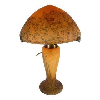 Mushroom Lamp in Speckled Orange Glass from Massive Lighting, Belgium, 1970s For Sale