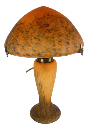 Mushroom Lamp in Speckled Orange Glass from Massive Lighting, Belgium, 1970s