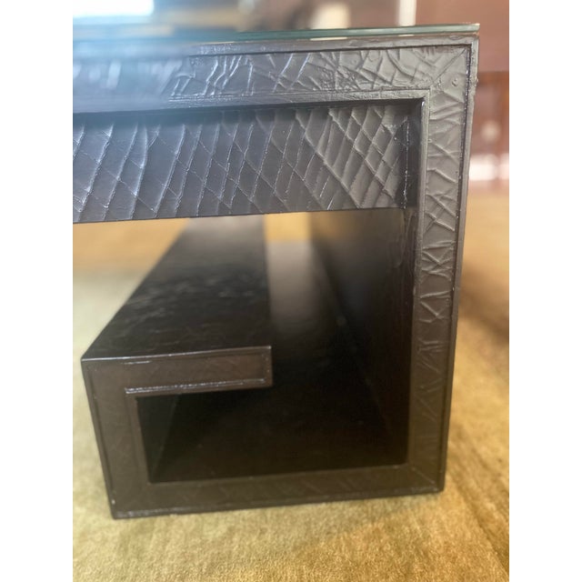 Thomas Pheasant for Baker Furniture Black Crackle Lacquer Greek Key Scroll Coffee For Sale In Chicago - Image 6 of 7