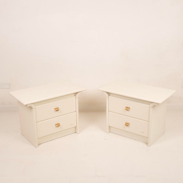 Cream Lacquered Bedside Tables by Pierre Cardin, 1980, Set of 2 For Sale - Image 4 of 18