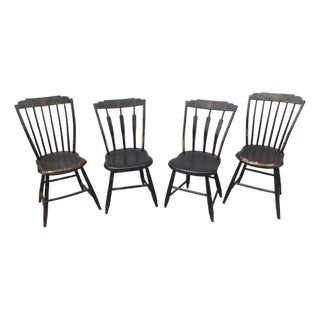 Hitchcock New England Spindle Back Painted Chairs Set of Four For Sale