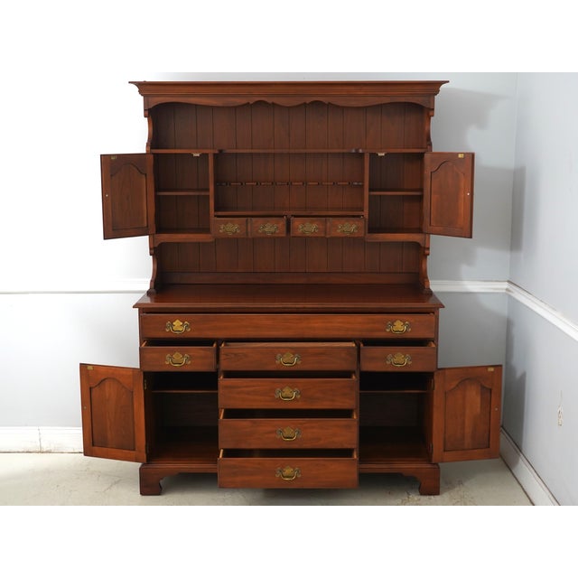 Traditional Henkel Harris Cherry Step Back Cupboard Hutch For Sale - Image 3 of 18