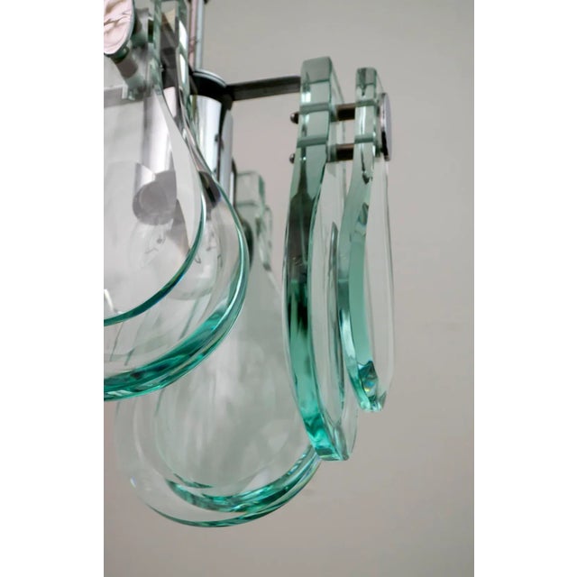 1960s Mid-Century Modern Italian Chromed Metal and Thick Glass Ceiling Lamp from Veca, 1960s For Sale - Image 5 of 9