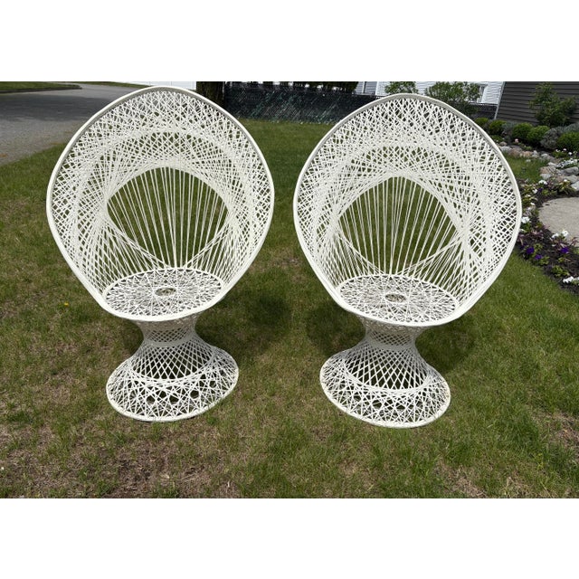 Plastic Mid Century Russel Woodward Spun Fiberglass Peacock Chairs - A Pair For Sale - Image 7 of 8