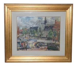 Cipriano Mannucci (1882-1970) Village Landscape Oil Painting C.1927
