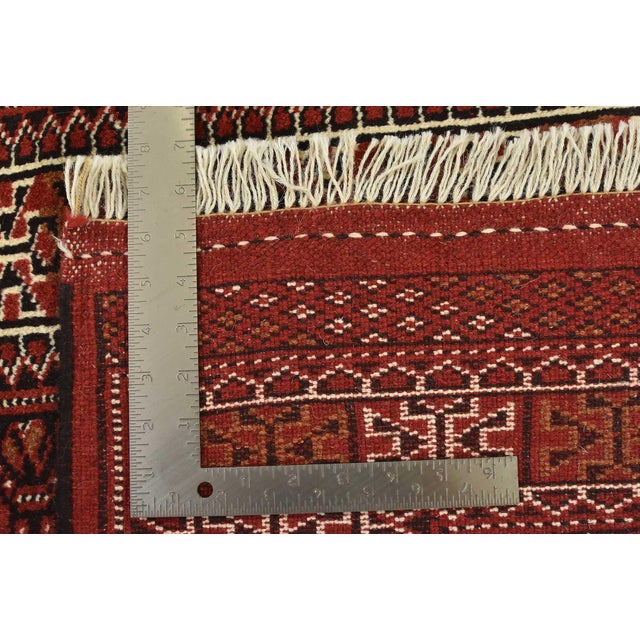 Turkmen Rug 3'3'' X 5' Red Wool Vintage Tribal Hand-Knotted Oriental Carpet For Sale - Image 12 of 12
