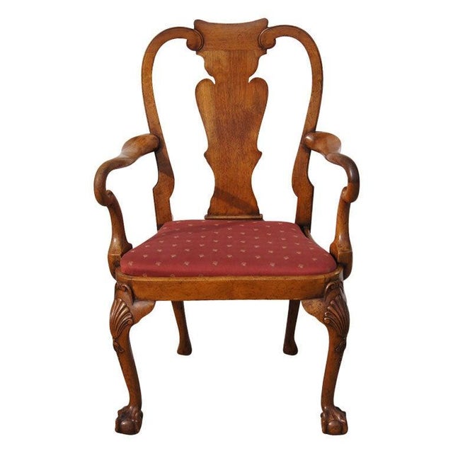 Chippendale Style Walnut Arm Chair For Sale - Image 9 of 9