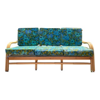Vintage Rattan Sofa in the Style of Ficks Reed For Sale