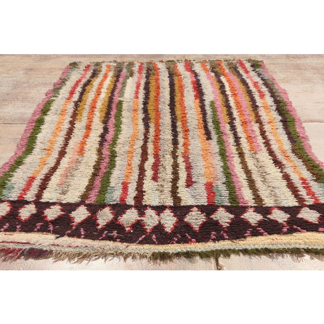 Vintage Azilal Boucherouite Moroccan Rug, 04'00 X 06'05 For Sale - Image 9 of 10