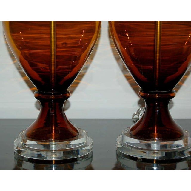 1960s Vintage Swedish Glass Lamps Brown For Sale - Image 5 of 9