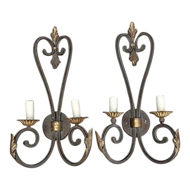 Vintage Wrought Iron Light Sconce - A Pair For Sale