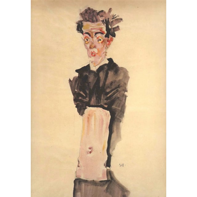 Artist:Egon Schiele Country:Austria Title:Self portrait Medium:Lithograph – 19 Marks:Signed in plate Printed:1968 by Max...