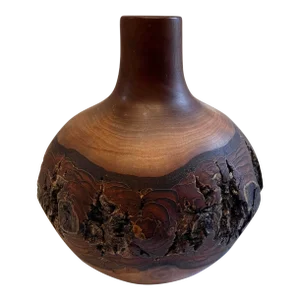 Late 20th Century Hand Turned Signed Wooden Vase