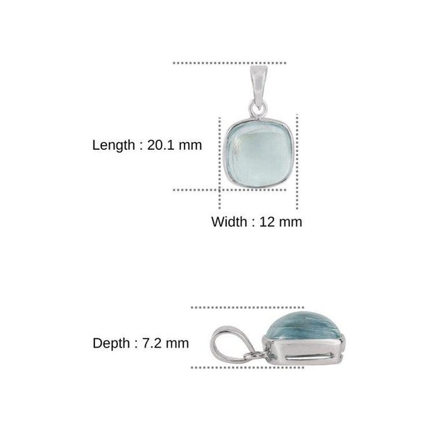 Cushion Cut Aquamarine Bezel Set Solitaire Pendant in 925 Sterling Silver For Sale - Image 11 of 14